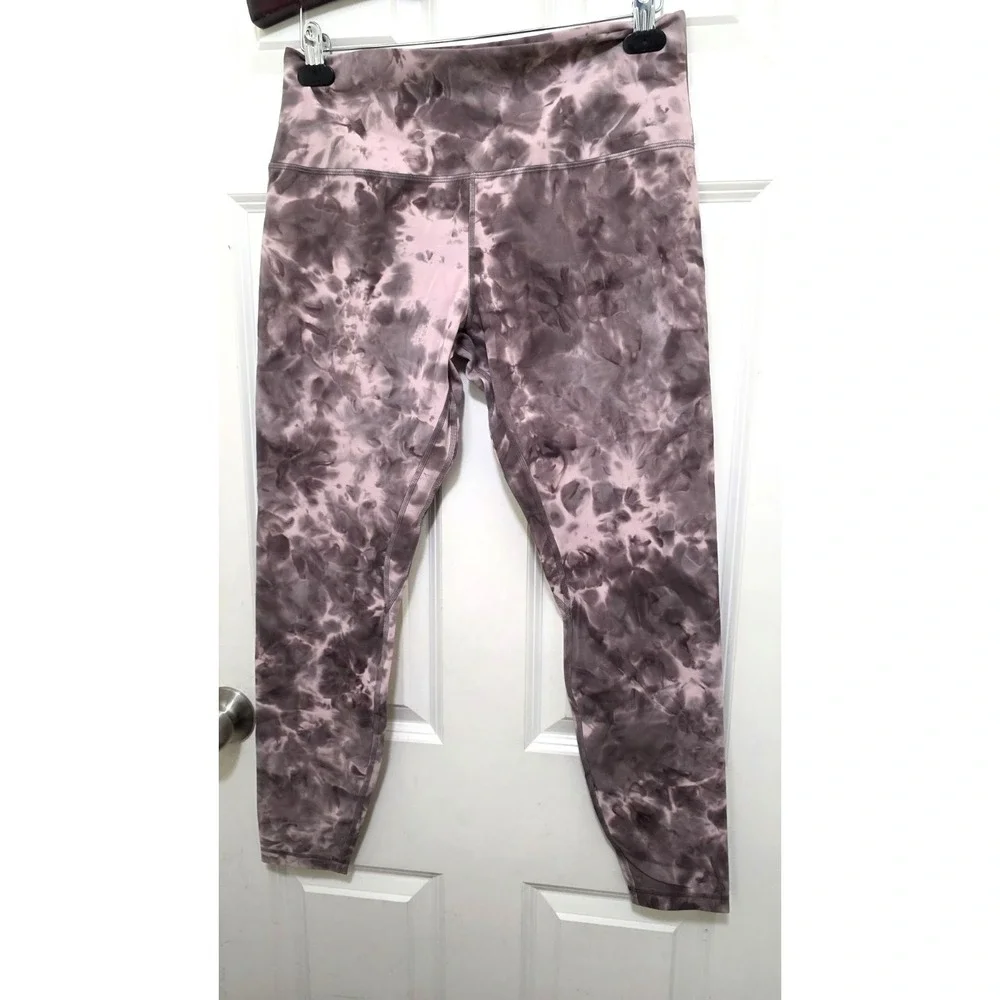 Lululemon High-Rise Diamond Tie-Dye Mink Berry Luna Rock Shadow Gray Leggings Si
